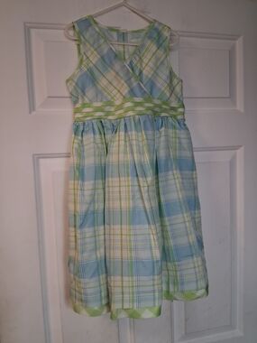 Maggie & Zoe Blue and Green Plaid Sleeveless Dress 6X